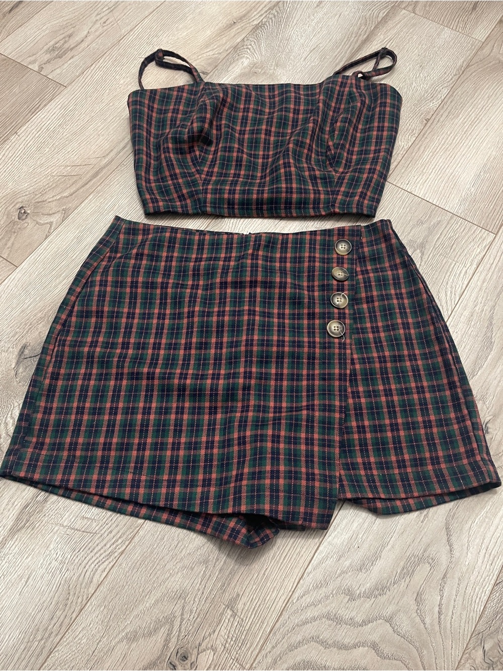 Plaid Mini Skirt - Red & Green Plaid